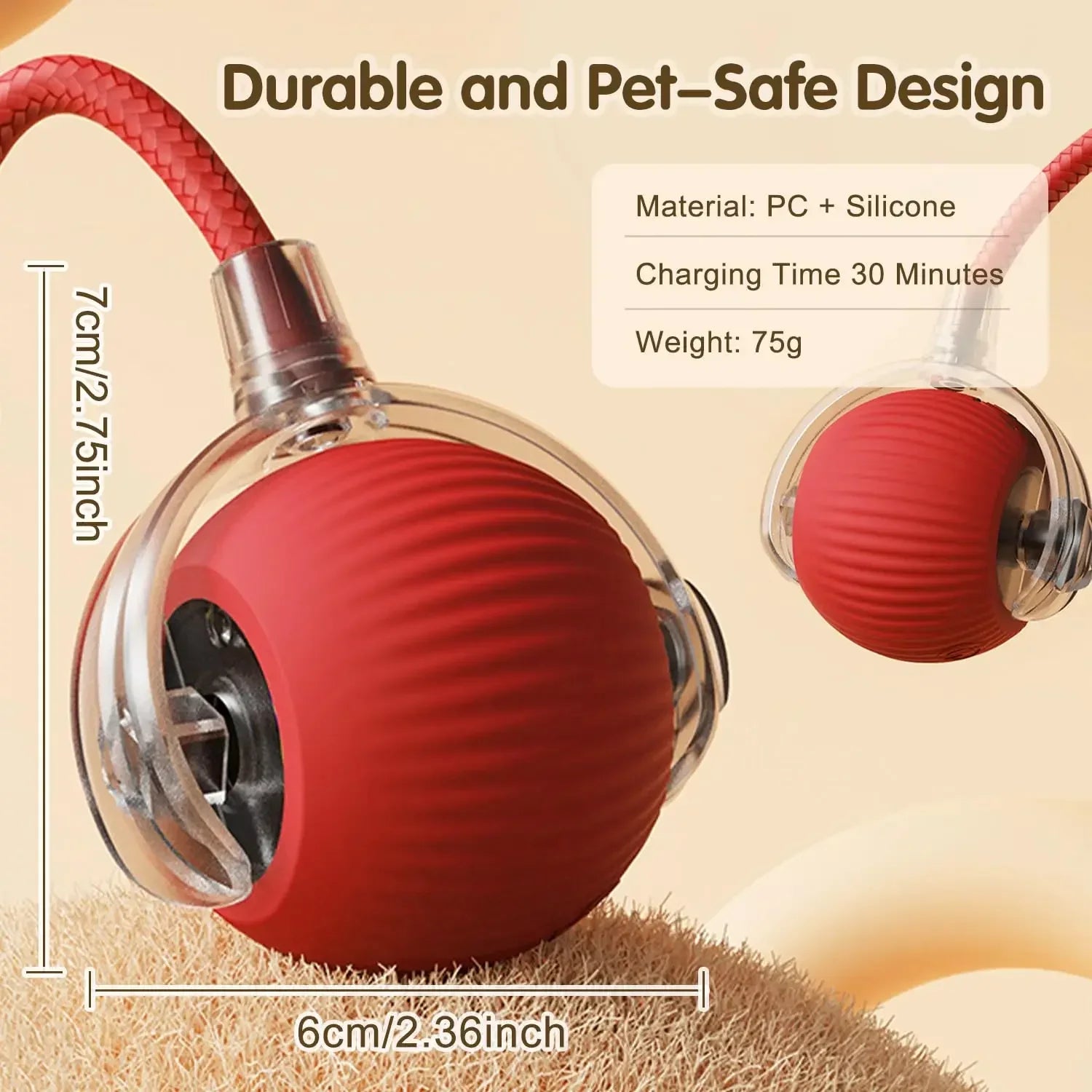 Cat Interactive Ball Toy, Automatic Rolling Ball with Tail